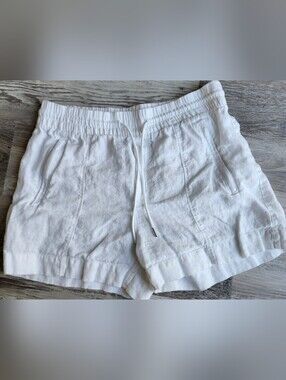 Athleta White Linen Drawstring Shorts Womens Size 8 Coastal Summer